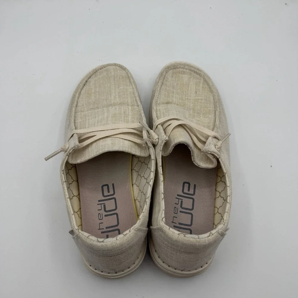 Hey‎ Dude Wendy Shoes Womens Sz 8 Sparkling Gold Cream Slip On Loafers Comfort